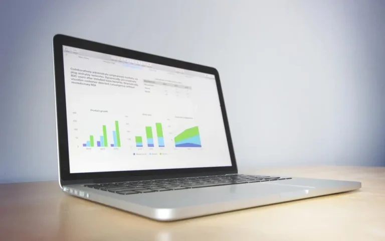 Laptop on a desk displaying colourful charts, illustrating how to choose a laptop